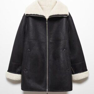 Mango Faux Shearling Lined Jacket